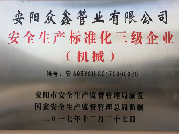 安全生產(chǎn)標準化三 級企業(yè)